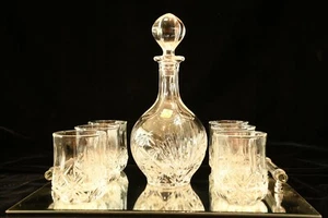 German Bleikristall Lead Crystal Decanter with 6 glasses - Picture 1 of 5