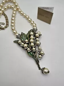 HEIDI DAUS Lily of the Valley White Faux Pearls Beaded Crystal Drop Necklace - Picture 1 of 13