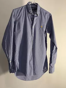 Polo Ralph Lauren ajuste personalizado - azul y blanco a cuadros manga larga con botones - Imagen 1 de 6