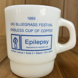 TERMOCRISA OKI bluegrass Festival Dayton Advertising Milk Glass Mug Mexico VTG - Picture 1 of 13