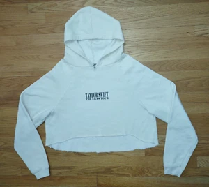 TAYLOR SWIFT THE ERAS TOUR Cream Cropped Hooded Sweatshirt Size M Sold as is - Picture 1 of 9
