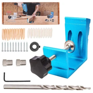46 Pezzi Kit Maschera Foro Tascabile Set Tassello Trapano Falegnameria Vite Falegname Angolo Lavorazione Legno - Foto 1 di 6