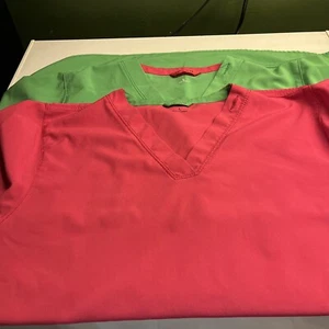 Lote de 2 Camisetas Médicas Grandes Carhartt Force Para Mujer Verde Lima y Rosa Caliente - Imagen 1 de 13