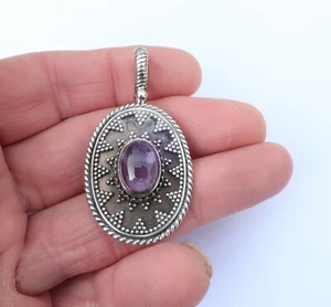 Fine SUARTI 925 sterling silver Amethyst pendant Bali Indonesia - Picture 1 of 6
