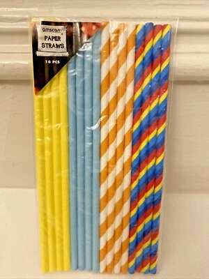Striped Paper Straws x16 - Image 1 of 3