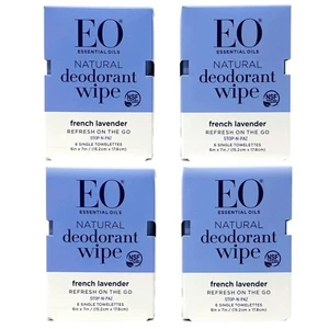 EO Deodorant Wipe French Lavender Refresh On The Go 4 Boxes(24 Towelettes Total) - Picture 1 of 4