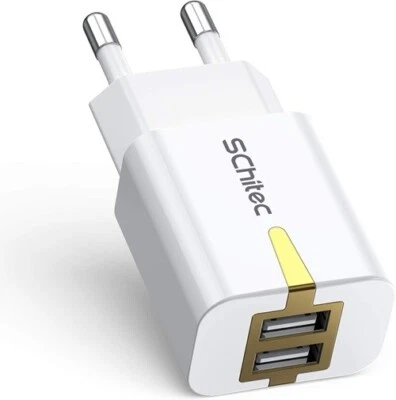 Caricatore USB da Muro 2 Porte 5V/2.1A Caricabatterie Alimentatore Presa USB Spi - Immagine 1 di 4