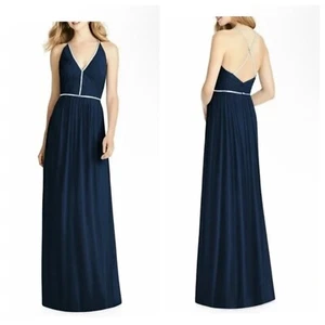 JENNY PACKHAM Midnight Rhinestone Beaded Pleated Bodice Chiffon Gown Size 2 NWT - Picture 1 of 10