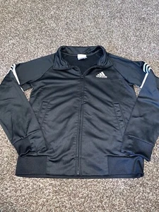 Boys Adidas Track Jacket Size Youth Small 8 Black Colored Full Zip  - Picture 1 of 5