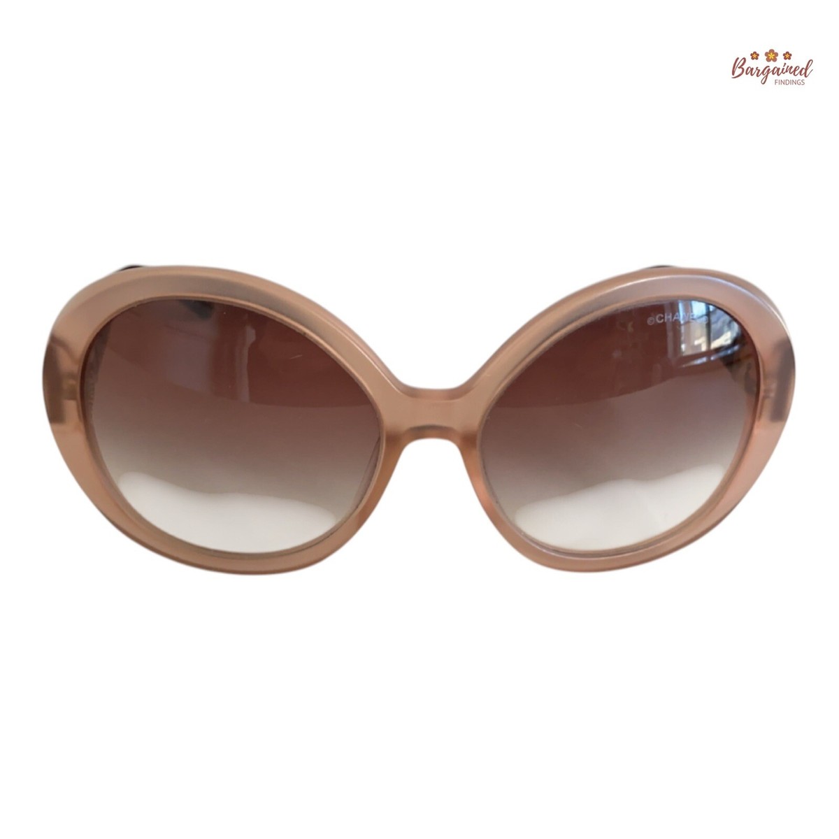 Authentic CHANEL Pink Frame Gradient Tint White Pearl Round Sunglasses - 5159-H Chanel Acetate Perle Pearl Sunglasses 5159-H Black 1735934  main image 4