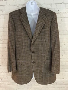 Burberry London Blazer Mens 40 Houndstooth Brown Single Breast Two Button - Picture 1 of 13