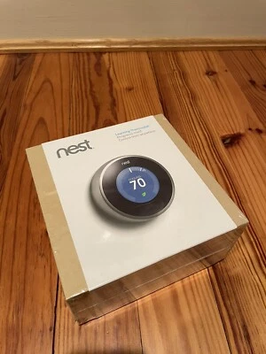 Nest T200577 Learning Thermostat - Brand New in Sealed Box - Silver  - Image 1 of 4