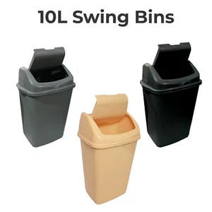 10L Plastic Swing Top Lid Waste Rubbish Bin Home Office Bathroom Kitchen Dustbin - Picture 1 of 5