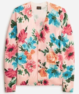 NWT J Crew 100% Cashmere Floral Flower Cardigan Sweater Mens Large - Picture 1 of 7