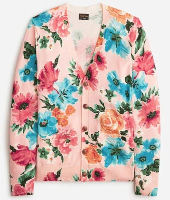 NWT J Crew 100% Cashmere Floral Flower Cardigan Sweater Mens Large - Image 1 of 4