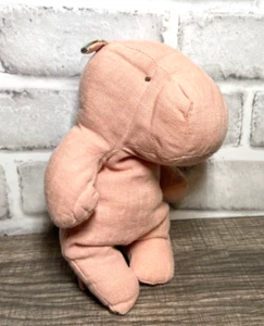 9" Anthropologie Maileg Safari Friend Small Hippo Dusty Pink Rose Linnen Stuffed - Picture 1 of 2