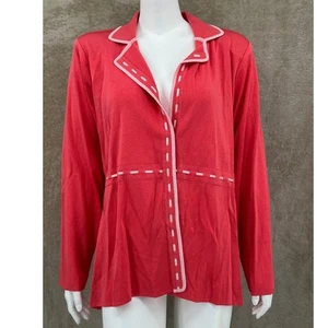 Exclusively Misook Sweater Womens 1X Salmon Knit Cardigan Blazer Office Career - Picture 1 of 10