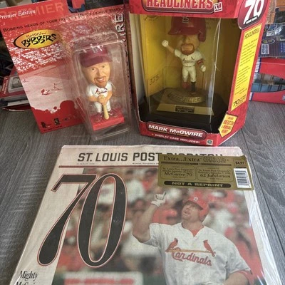 Mark McGwire 62/70 Home Run Record 1998 SEALED Newspaper, Bobbleheads, Figurine - Image 1 of 4