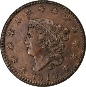 1819/8 N.1 Large cent, NGC AU55 BN, Rotated Die - Picture 1 of 5