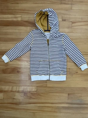 Mini Boden Boys 6-7 Striped Hooded Zip Up Cotton Sweater - Image 1 of 4