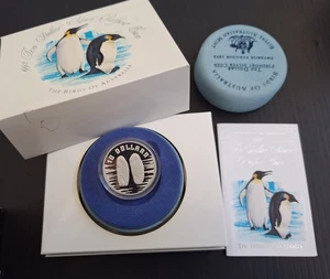 1992 Australia Birds: Emperor Penguin 40g Silver  (.925) $10 Proof Piedmont coin - Picture 1 of 7