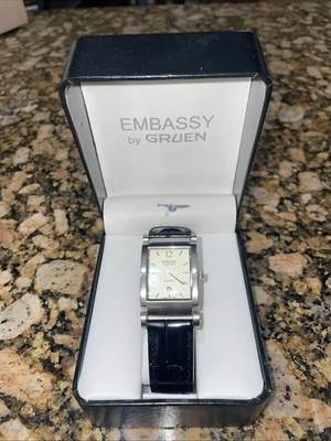 Reloj Tanque Embassy Gruen Vintage Hombre Embassy Gruen Raro Fecha 25mm Foto 1 de 4