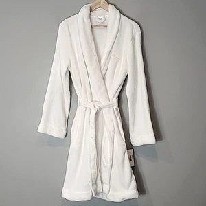 Calvin Klein Plush Robe Womens Size Large White New Comfy Lounge Sleepwear - Picture 1 of 12