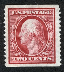 US Sc 388 Carmine 2¢ 1910 p.12 Coil SLWm OG Hinge Remnant Pasteup Single - Picture 1 of 1