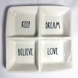 Rae Dunn Divided Dish Dream Love Keep Believe Organizer Magenta Artisan Collecti - Afbeelding 1 van 7