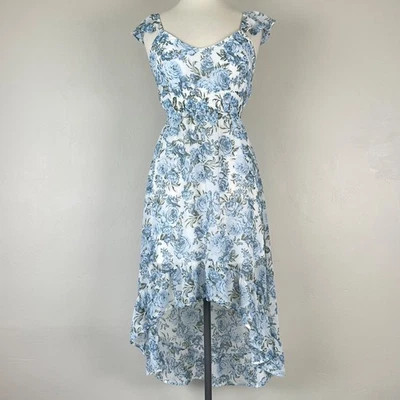 Dress Women S Romantic Coquette Feminine Smocked Ruffle Floral Hi-Lo Sweetheart - Image 1 of 4