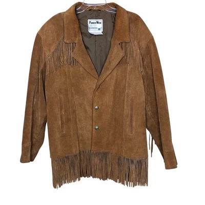 Chaqueta de cuero gamuza vintage para hombre con flecos Western talla 46L Pioneer Wear vaquero Foto 1 de 4