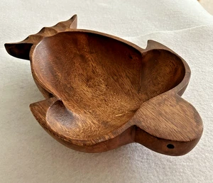 Monkey Pod Wood Turtle Serving Bowl 8.25 x 6" Trinket Dish Philippines Monkeypod - Picture 1 of 6