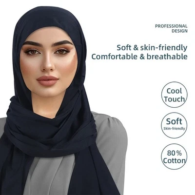 New Soft Women Hijabs Fashion Versatile Solid Color Head Wraps HeadScarf Bonnet - Image 1 of 4