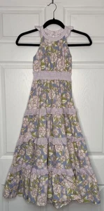 Matilda Jane Girls 8 Purple and Green Floral Tiered Ruffle Dress Cottagecore - Picture 1 of 6