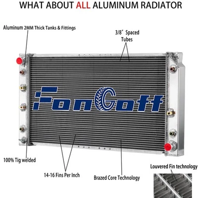 3-Row Aluminum Radiator For 1994-1996 Chevy Caprice Impala/Buick Roadmaster 5.7L - Imagem 1 de 4