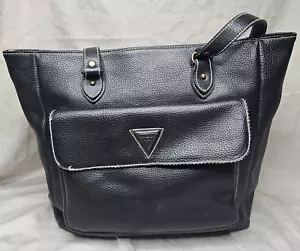 Guess Leather Tote Handbag Black Pebbled Finish Large Shoulder Bag School Work - Picture 1 of 11