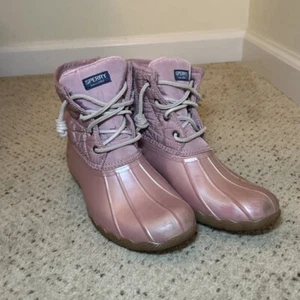 Sperry Girls Saltwater Boots - Size 3M - Pink - Zip Closure - Picture 1 of 11