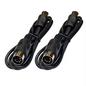 (2) MIDI Cables 3 ft Male to Male 5 Pin DIN Plugs 2 Pack Lot - Picture 1 of 3