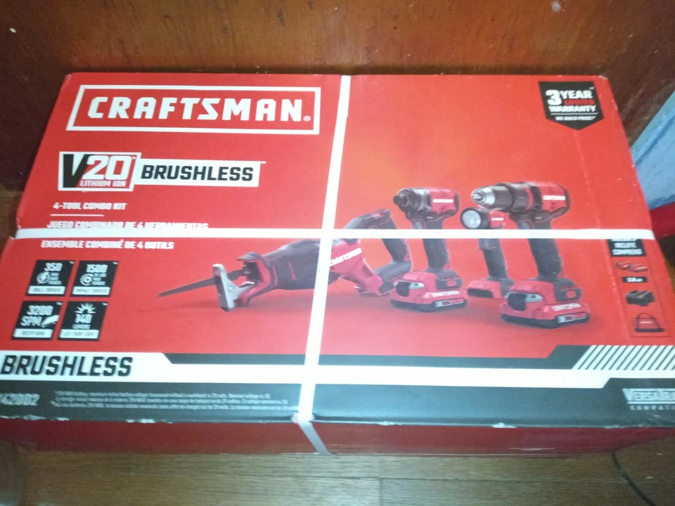 NEW CRAFTSMAN V20 4-Tool 20-volt Max Lithium Ion (Li-ion) Cordless Combo Kit - Image 1 of 1
