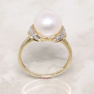 14k Yellow Gold White Pearl Diamond Cocktail Ring - Picture 1 of 8