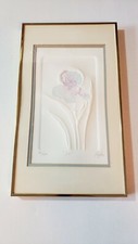 Vintage 1990s Embossed ART WORK "Iris" Art deco abstract art realism taste class