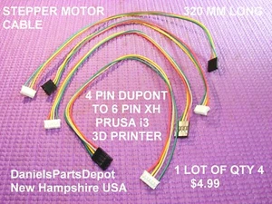 CABLE DE MOTOR PASO A PASO X4 320 MM PRUSA i3 4 PINES DUPONT PH2.54 6 PINES XH 2.0 3D EE. UU. - Imagen 1 de 13