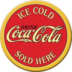 Coca-Cola Ice Cold Sold Here 3 Inch Diameter Round Coke Miniature Sign Magnet - Picture 1 of 1