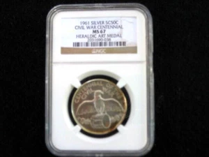 1961 SC 50 C CIVIL WAR CENTENNIAL HERALDIC ART MEDAL MS67 - Picture 1 of 2