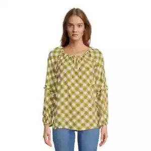 The Pioneer Woman Micro Ruffle Collar Blouse Women Medium Multi-Color 100% Rayon - Picture 1 of 6