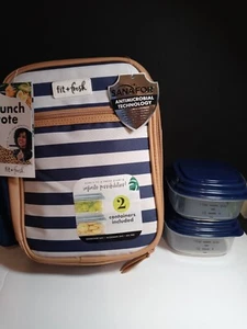 Fit + Fresh Insulated Lunch Bag Includes 2 Containers Antimicrobial Technology - Picture 1 of 9