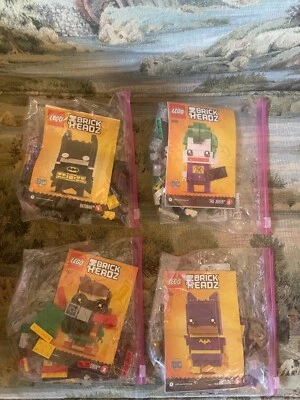 Lot 4 Lego Brickheadz Batman Robin Bat Girl Joker Loose 41585 41586 41587 41588 - Image 1 of 3