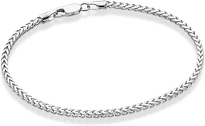 Solid 925 Sterling Silver Italian 2.5Mm Franco Square Box Link Chain Bracelet fo - Picture 1 of 12