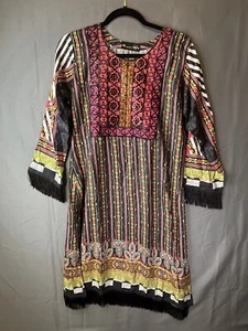 Indian Pakistani Multi Pattern Multi Colored Fringe Dress New with Tags READ - Picture 1 of 11