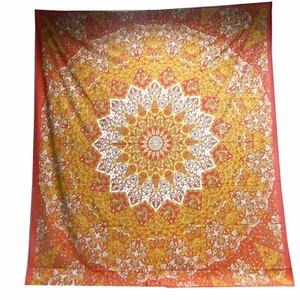 Tagesdecke Königselefanten Paisley rot ocker 240x210cm Überwurf Baumwolle  - Bild 1 von 4